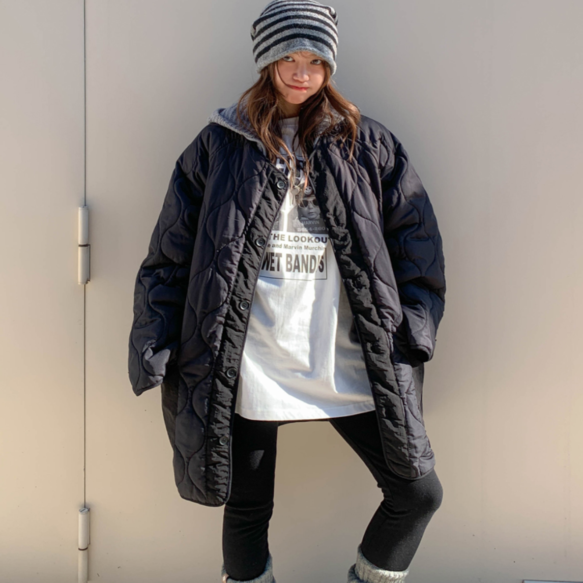 韩国代购大码女装胖mm冬装新品时尚压纹拼色口袋宽松休闲棉衣1209