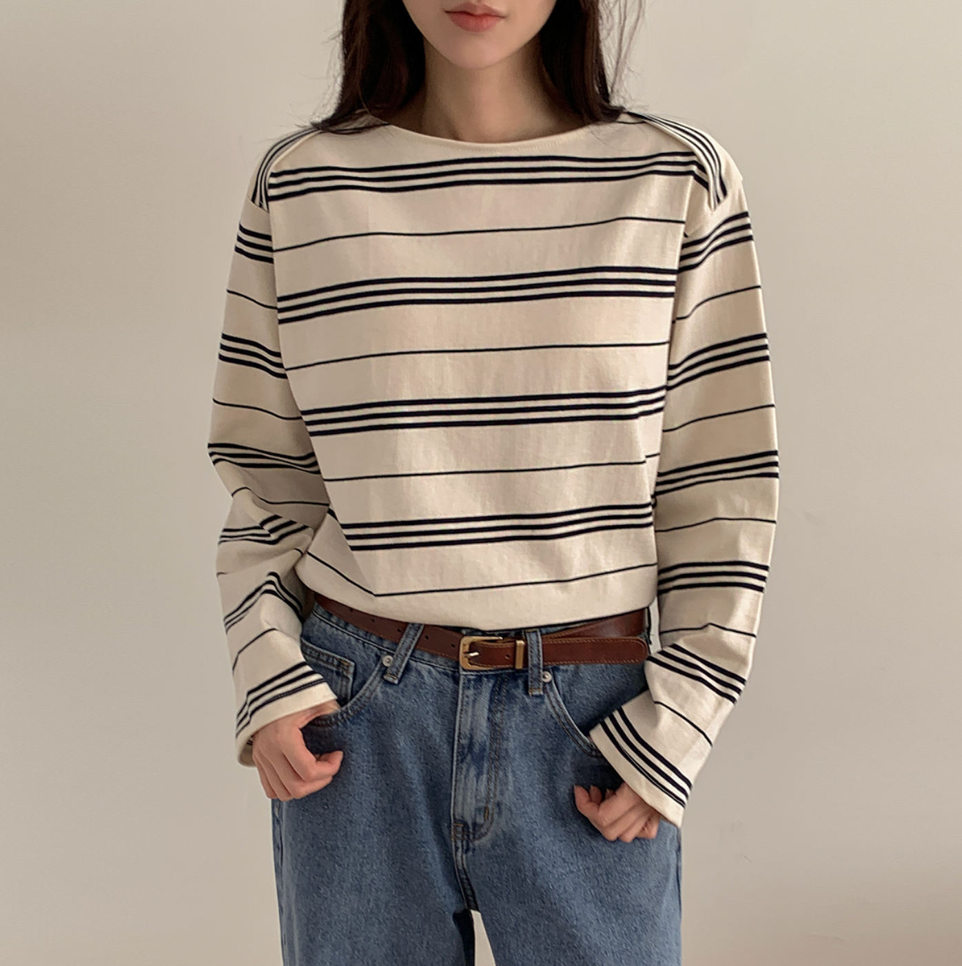 韩国代购大码女装胖mm春装新品靓丽条纹圆领宽松长袖休闲T恤0115,女装/女士精品,大码内搭,淘宝优惠券,粉丝福利购,淘宝优惠卷