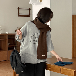 女装 字母图案圆领宽松短袖 胖mm冬装 时尚 休闲T恤1218 新品 韩国大码