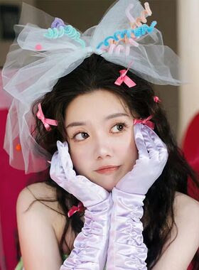 婚纱礼服配饰蝶舞新娘彩色头纱