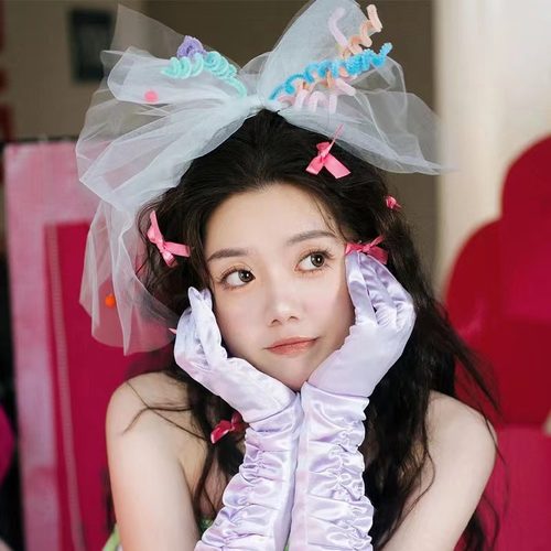 婚纱礼服配饰蝶舞新娘彩色头纱
