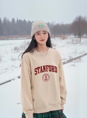 斯坦福大学 圆领卫衣Stanford University周边纪念大学生班服定制