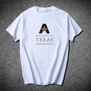 德克萨斯大学阿灵顿商学院圆领T恤 纯棉短袖留学生情侣款百搭宽松