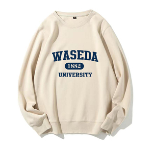 早稲田大学早稻田短袖圆领卫衣早大纪念品早大周边大学生班服定制