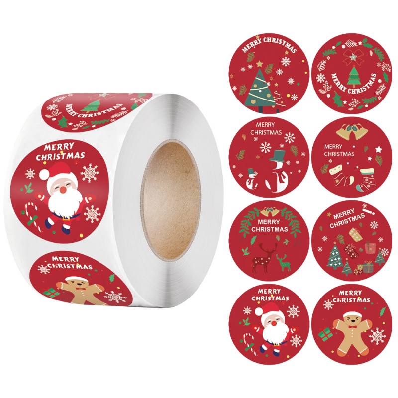 圣诞节贴纸卷装可爱卡通圣诞老人雪人礼物包装封口贴装饰贴画
