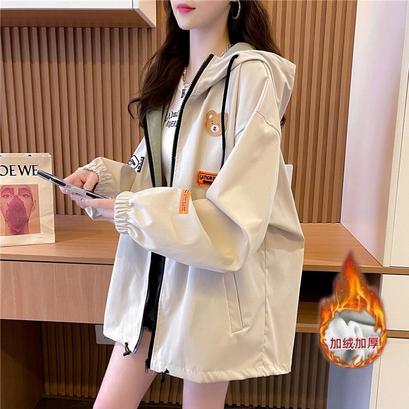 加绒夹克开衫风衣外套女棒球服