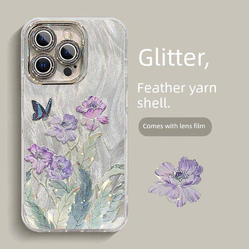 适合兰花蝴蝶苹果16E手机壳iPhone 15 Pro Max羽毛纱14Plus全包13女12新款11防摔8保护罩7带挂绳Xsmax夏季6S,3C数码配件,手机保护套/壳,淘宝优惠券,粉丝福利购,淘宝优惠卷