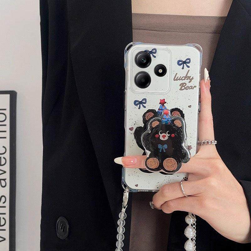 帽子小熊适用红米note14手机壳新款13Pro+可爱卡通12tubro高级感小众11por创意支架挂绳note10大孔防摔保护套,3C数码配件,手机保护套/壳,淘宝优惠券,粉丝福利购,淘宝优惠卷