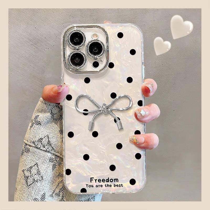 波点蝴蝶结公仔贝壳纹适用苹 果16手机保护壳iphone15/14plus新款不撞壳13PRO女ip12小众11PROMAX创意全包镜,3C数码配件,手机保护套/壳,淘宝优惠券,粉丝福利购,淘宝优惠卷
