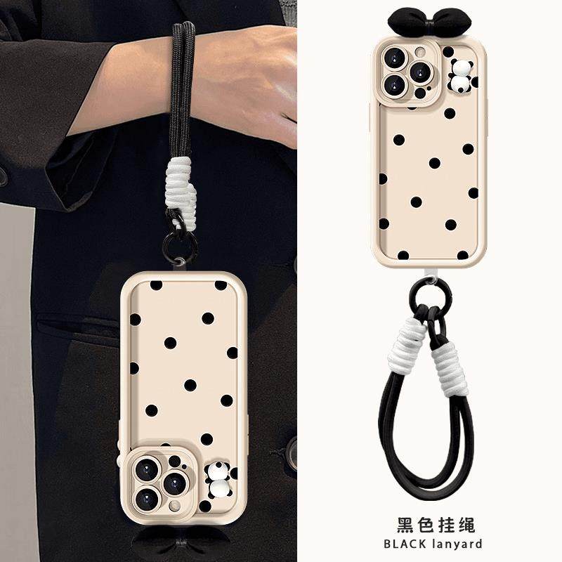 秋冬小香风黑波点熊猫适用苹 果15promax手机保护壳华为mate60pro新P70荣耀200天眼OPPOReno12小羊皮VIVOS19,3C数码配件,手机保护套/壳,淘宝优惠券,粉丝福利购,淘宝优惠卷