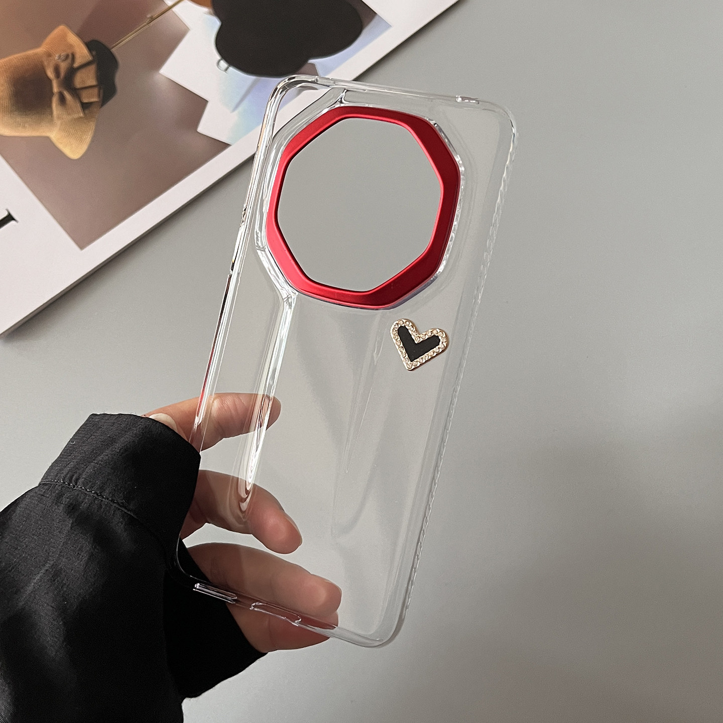 新款华为mate70RS非凡大师手机壳水钻爱心适用mate60RS保时捷高级感透明超薄外壳70rs简约撞色镜头防摔保护套