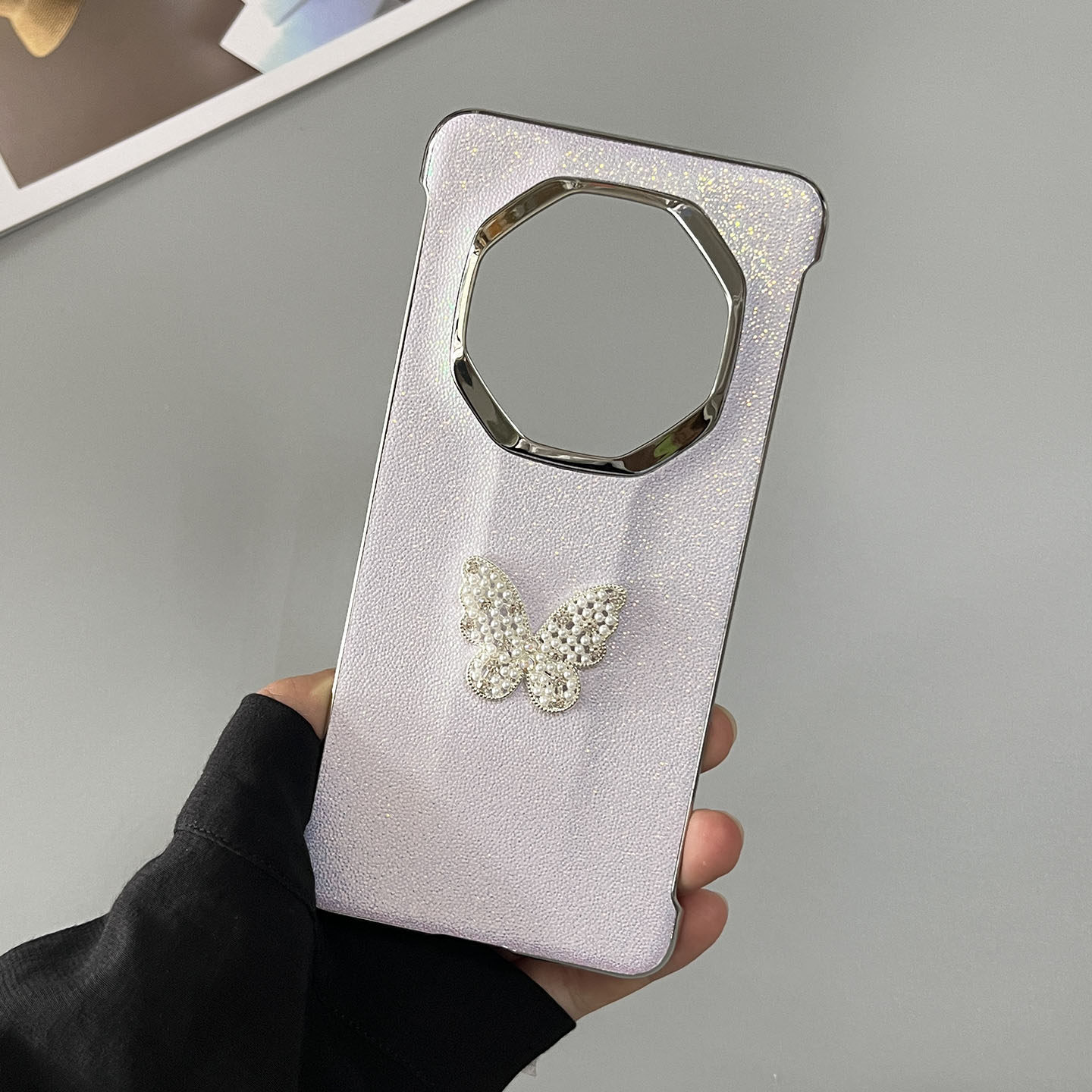 闪粉适用华为mate70RS非凡大师手机壳新款奢华炫彩60RS超薄无边框外壳mate70pro保时捷珍珠蝴蝶高端时尚女款