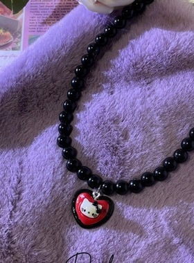 锁骨链复古小众暗黑kitty项链