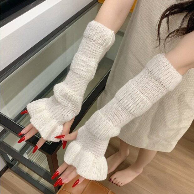 女冬季秋季针织毛线防晒袖套