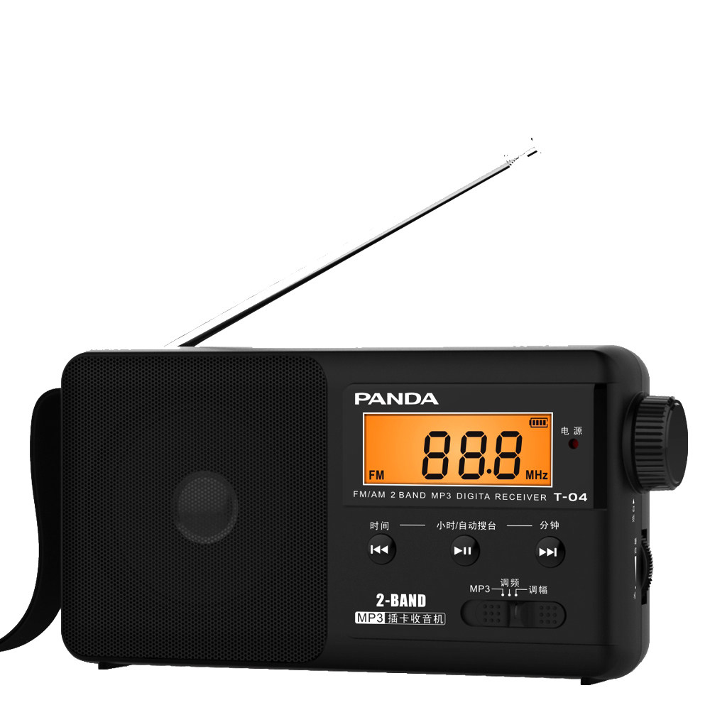 熊猫 t-04 数字显示tf卡fm调频am调幅两波段便携锂电池收音机新品