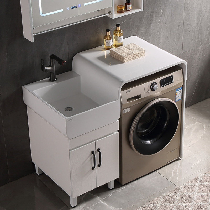 阳台洗衣机柜高低盆组合实木洗衣柜洗手洗衣台盆池一体伴侣浴室柜