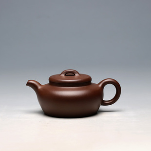 明理茶艺 宜兴紫砂壶 吴曙明 全手工250CC 紫泥扁恒茶壶