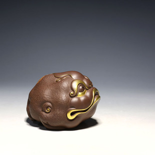 茶玩 紫砂雕塑 茶宠 描金聚蟾 徐峰紫砂 明理茶艺 摆件