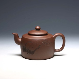 茶壶 明理茶艺 宜兴紫砂壶全手工 许艳春 465CC刻字柱鼎壶