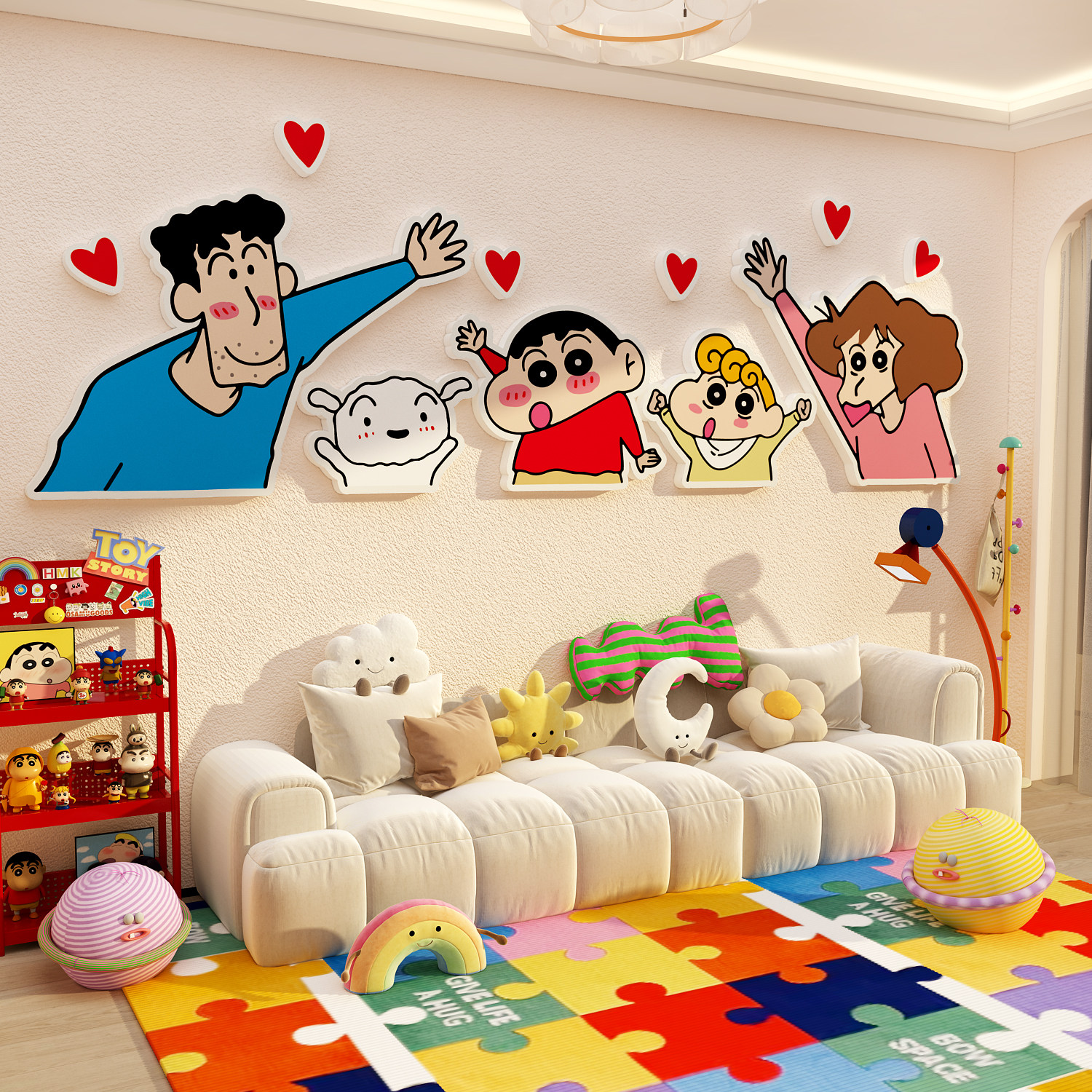 电视机背景墙装饰沙发蜡笔小新客厅贴画挂件贴亚克力3d立体多巴胺