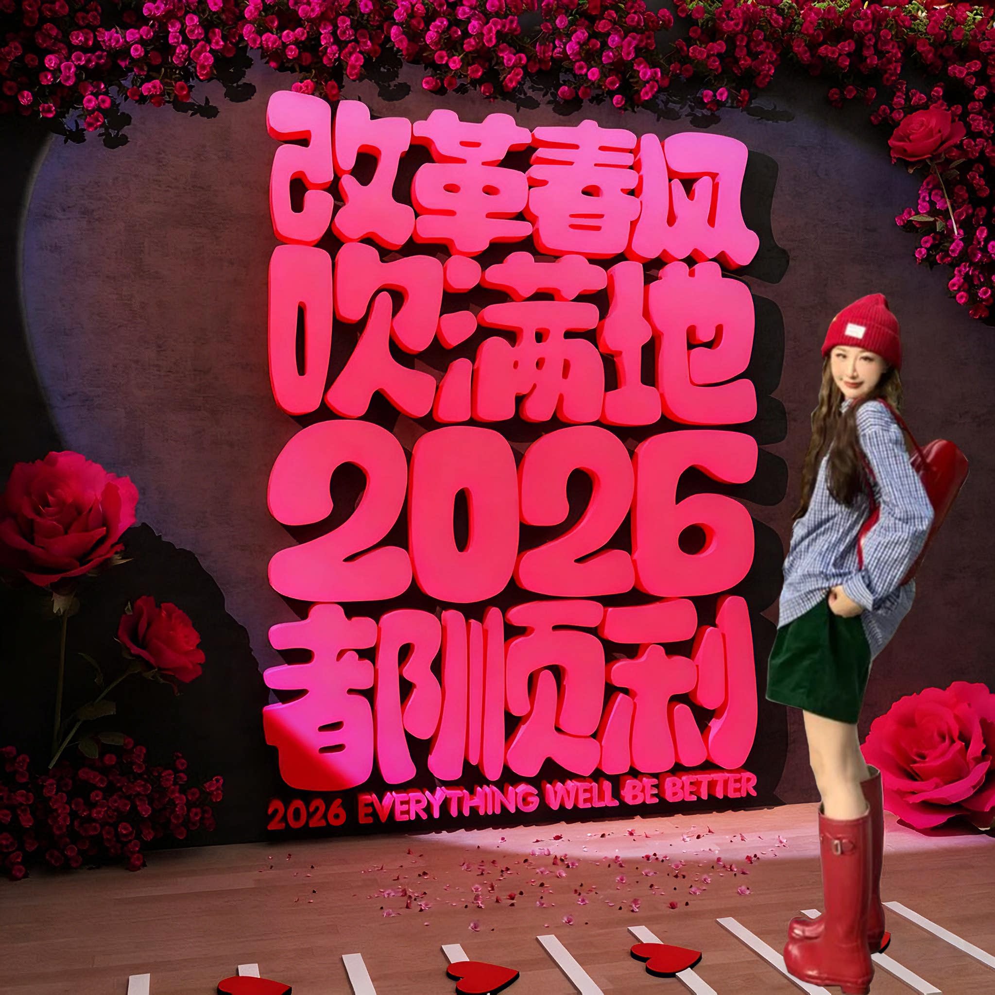 2026马过新年网红打卡照区布置室外墙面装饰场背造景氛围农村小院图片