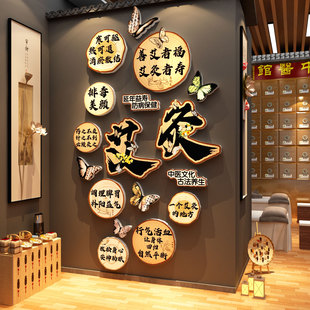 艾灸馆氛围布置文化墙面中医养生形象背景装饰美容院挂画广告图
