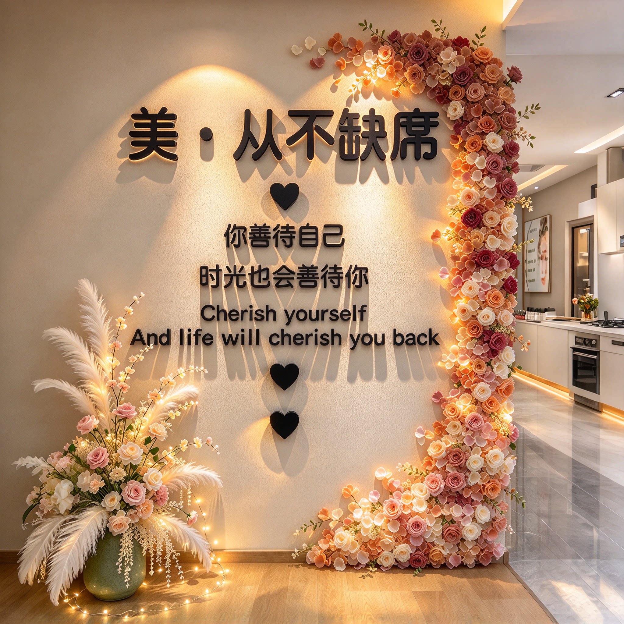 网红高级感美容院形象墙贴