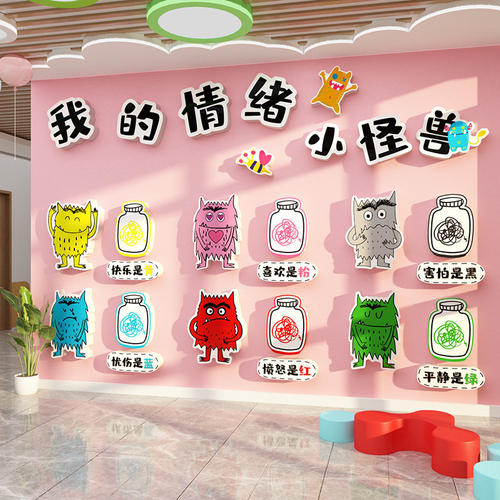 幼儿园环创小怪兽防水墙贴