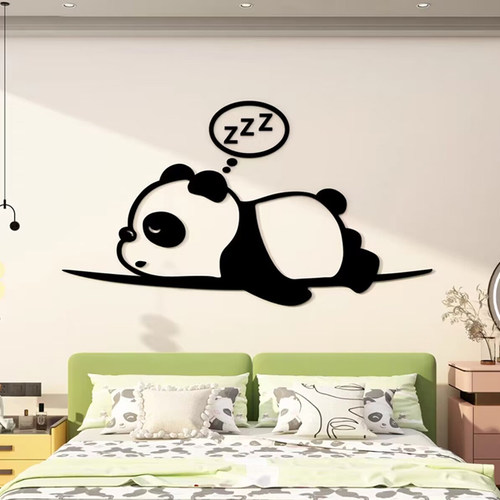 儿童房间布置墙面装饰熊猫主题生日卧室床头电视背景改造3d贴画纸