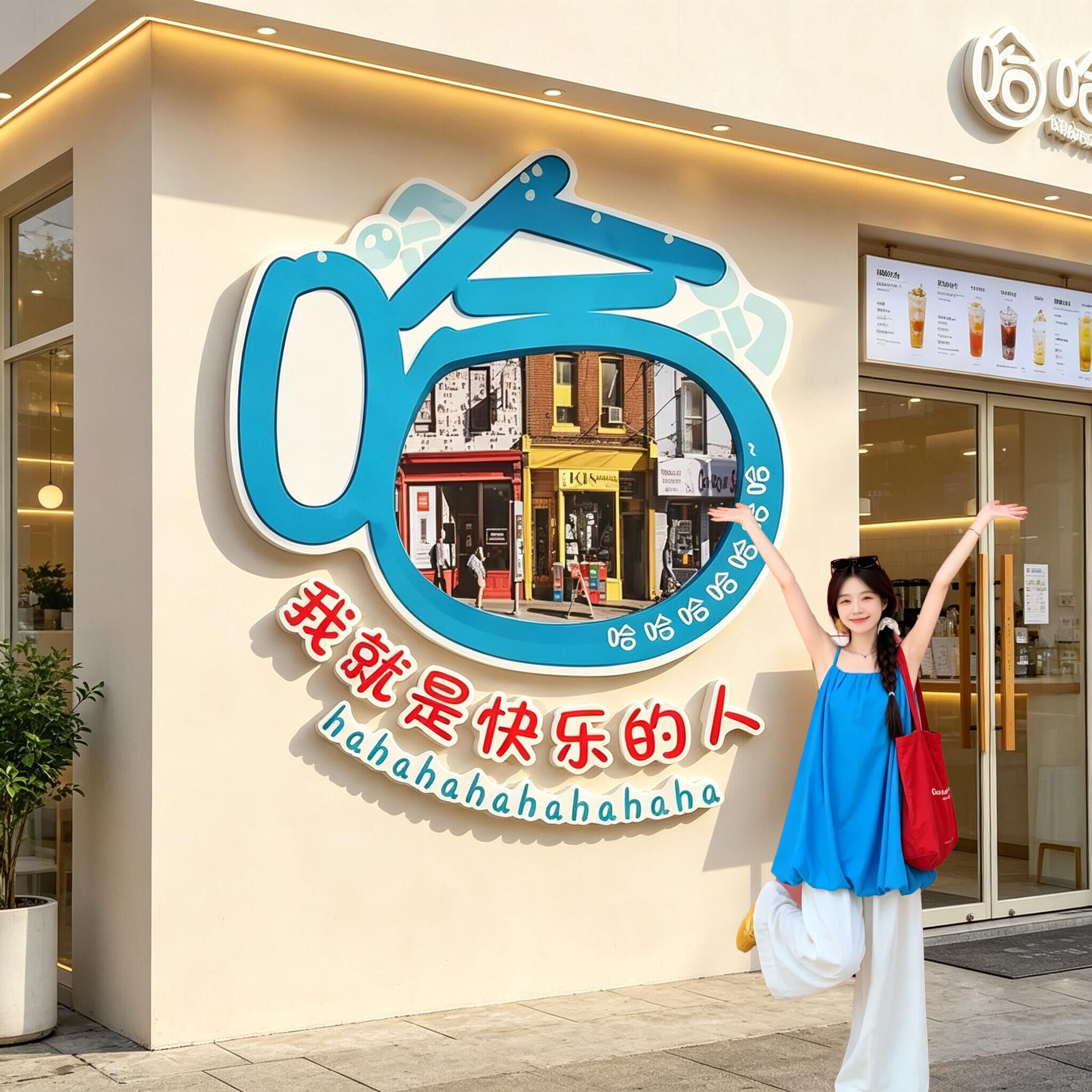夸哈镜面涂鸦墙贴网红打卡拍照
