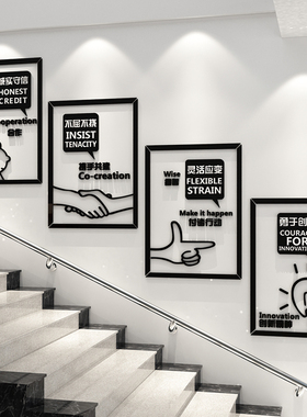 办公室楼梯扶手墙面装饰国企业文化司进门形象氛围布置励志标语画