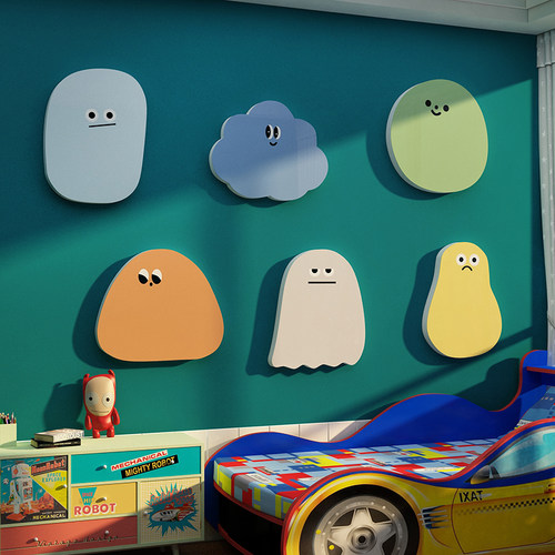 孩儿童房间布置网红门上表情贴纸