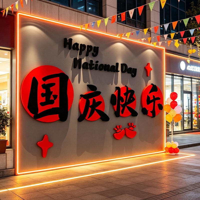 国庆红主题网红打卡墙贴