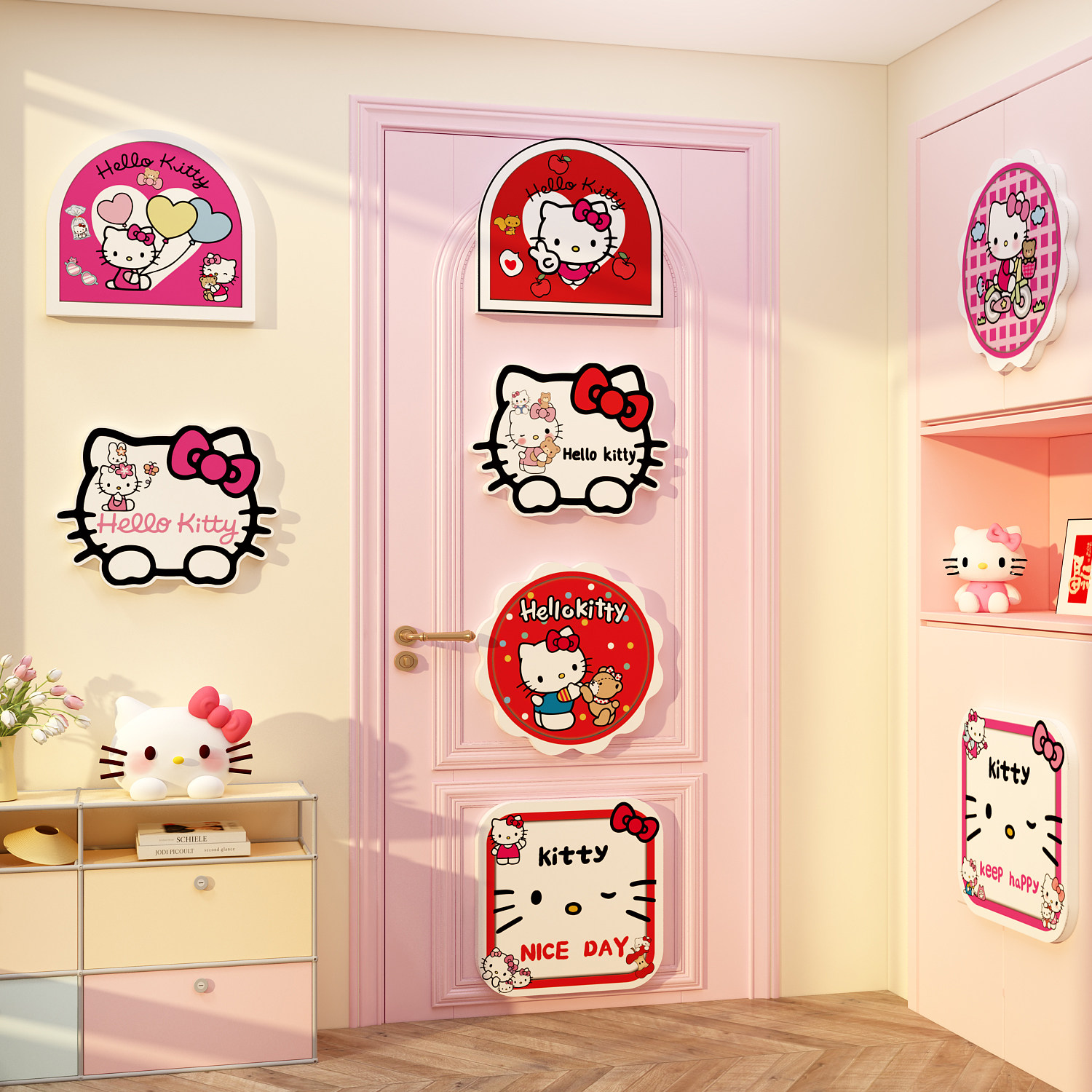 hellokitty猫生日布置儿童房间墙面装饰门挂牌女孩卧室公主全套贴,家居饰品,软装墙贴,淘宝优惠券,粉丝福利购,淘宝优惠卷