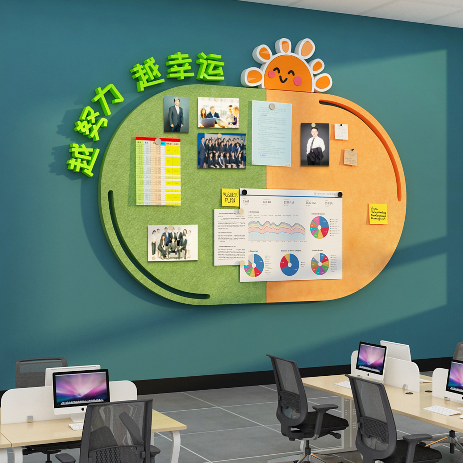 毛毡贴公告栏员工风采照片荣誉展示板办室墙面装饰企业职工文化司