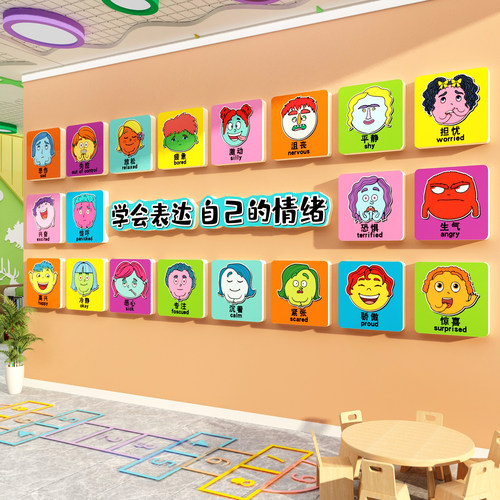 幼儿园墙面装饰布置心理咨询室灵驿站文化冷静角情绪管理儿童辅导