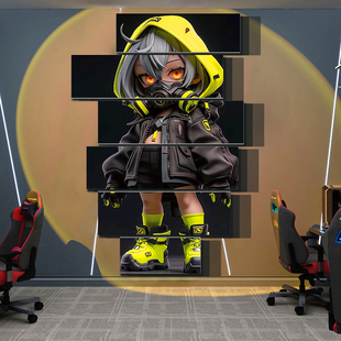 网吧电竞脑馆酒店房间布置墙面装 海报背景板 饰贴壁挂画科技二次元