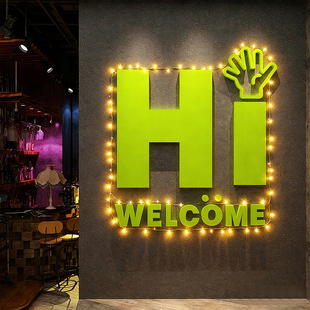 网红打卡造清吧小酒馆墙面装饰品工业烧烤店创意氛围布置形象场景