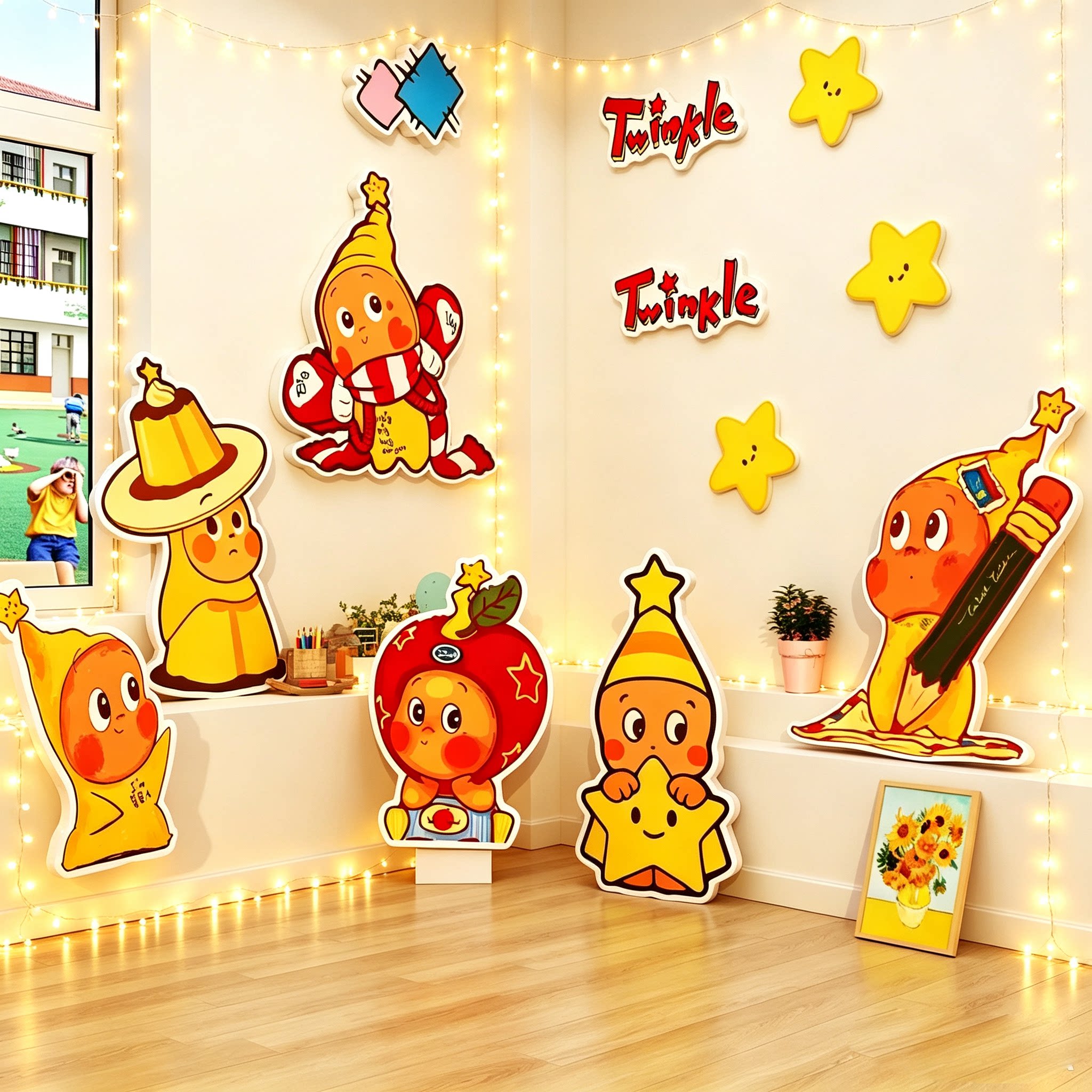 星星人幼儿园环创成品墙贴