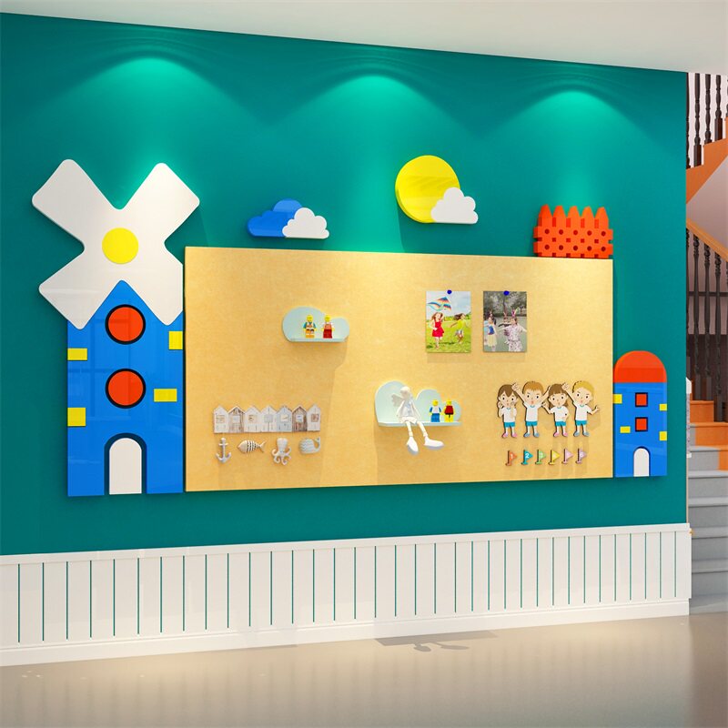 毛毡照片作品展示板幼儿园