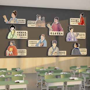 书香古诗词班级教室布置装饰文化名人言黑板报墙面贴励志标语警句