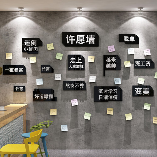 网红打卡酒馆装饰布置吐槽许心愿留言板咖啡场背景板墙面便利贴
