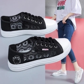 女网鞋 镂空网面平底蕾丝包头帆布鞋 凉鞋 新款 休闲鞋 夏季 女单鞋