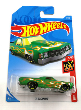 风火轮HotWheels 71 EL CAMINO 雪佛兰 火焰纹绿色 2019-8