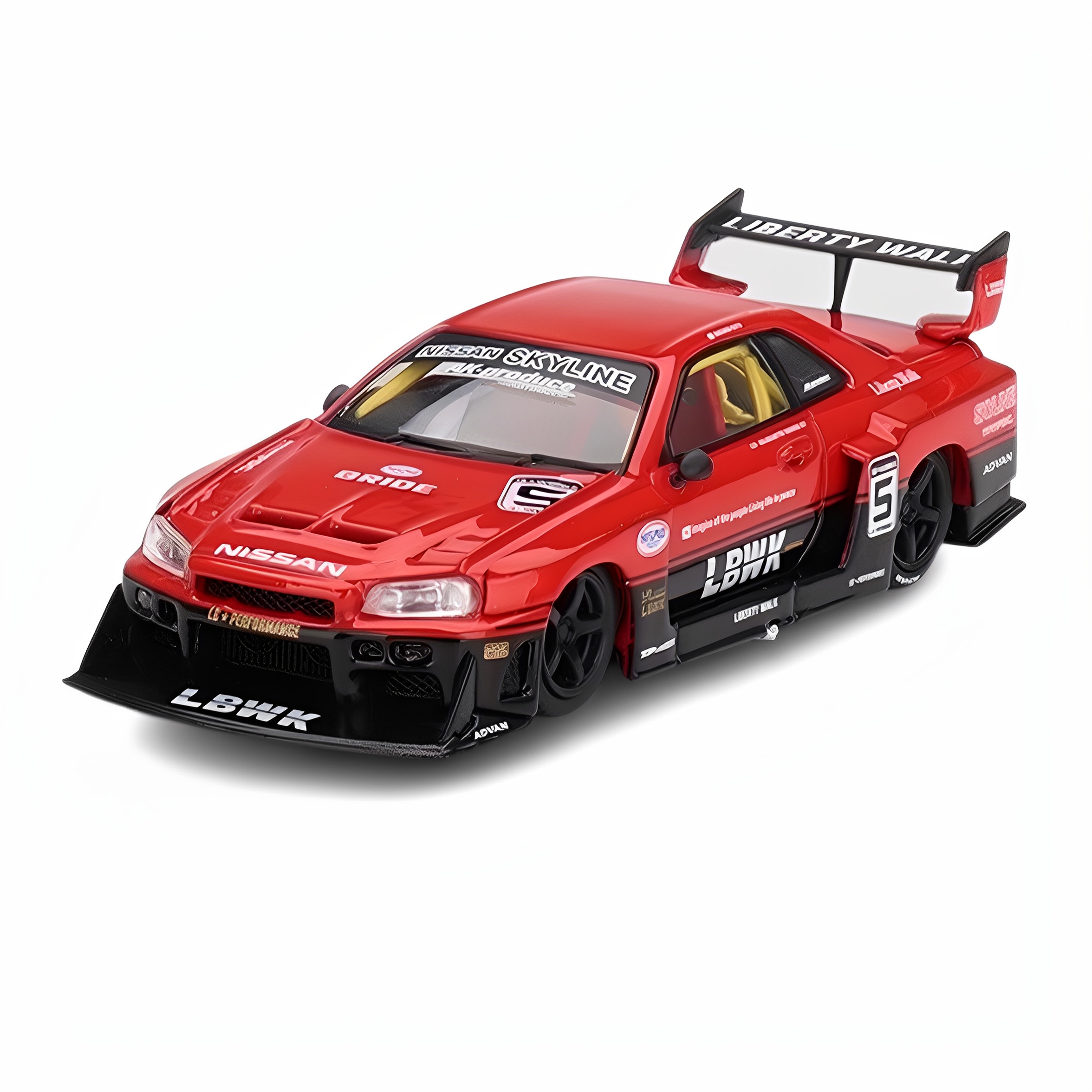 MINIGT 1:64 日产 SKYLINE GT-R R34 LB-ER34 超级剪影天际线红色