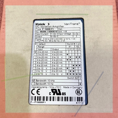 询价!全新Knick P 15000 F1 科伲可放大器 P150