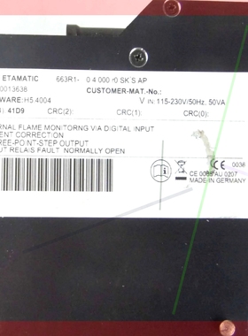 询价!SAACKE Etamatic燃烧器控制器663R1-0 4