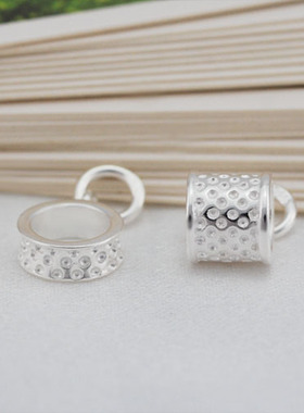 S925纯银顶针箍三通 diy水晶佛珠手串手链饰品配件吊坠
