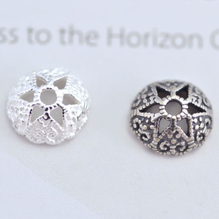 DIY饰品配件 佛珠手串手链 S925纯银 泰银六芒星花托隔片隔珠