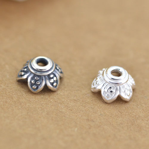 diy纯银佛珠水晶手串花托